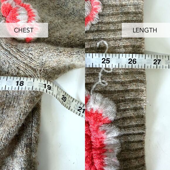 ANTHROPOLOGIE Embroidered Ranunculus Wool Blend Tunic Sweater in Multi Size M - Picture 13 of 13